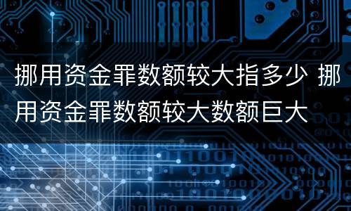 挪用资金罪数额较大指多少 挪用资金罪数额较大数额巨大