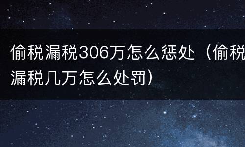 偷税漏税306万怎么惩处（偷税漏税几万怎么处罚）