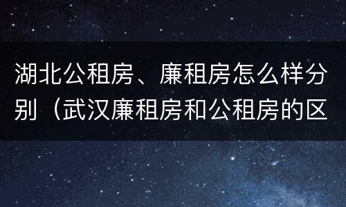 湖北公租房、廉租房怎么样分别（武汉廉租房和公租房的区别）
