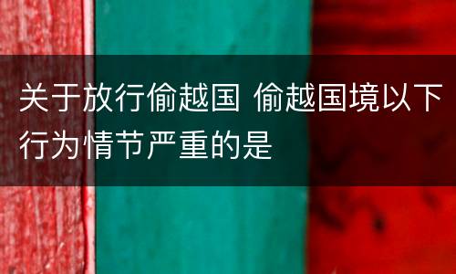 关于放行偷越国 偷越国境以下行为情节严重的是