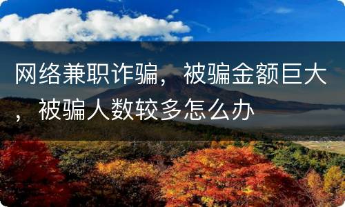 网络兼职诈骗，被骗金额巨大，被骗人数较多怎么办