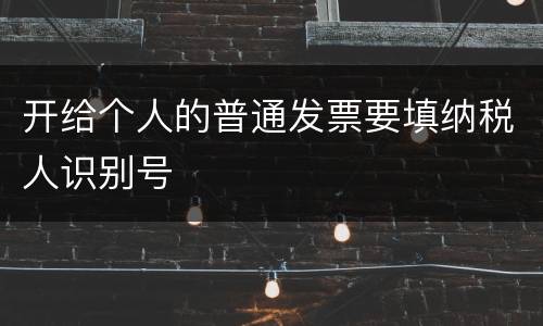 开给个人的普通发票要填纳税人识别号