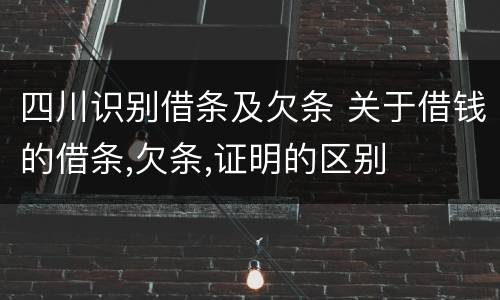 四川识别借条及欠条 关于借钱的借条,欠条,证明的区别