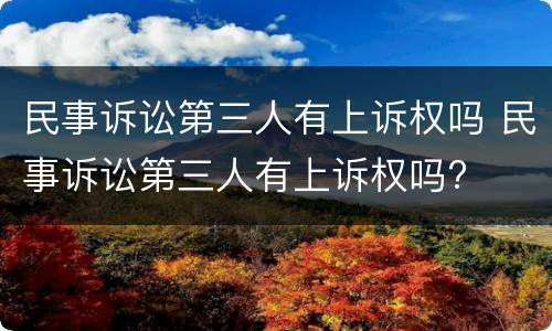 民事诉讼第三人有上诉权吗 民事诉讼第三人有上诉权吗?