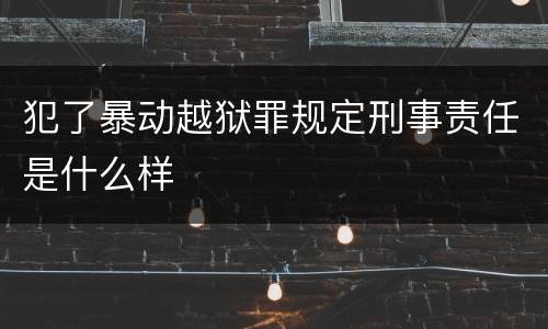 犯了暴动越狱罪规定刑事责任是什么样