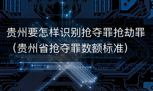 贵州要怎样识别抢夺罪抢劫罪（贵州省抢夺罪数额标准）
