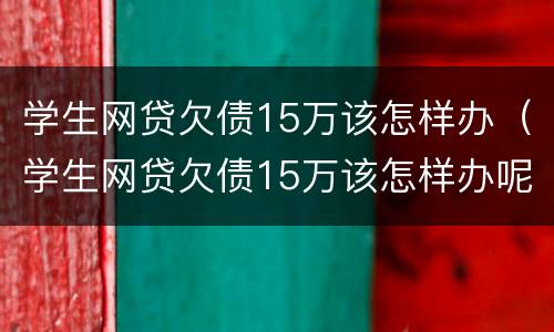 学生网贷欠债15万该怎样办（学生网贷欠债15万该怎样办呢）