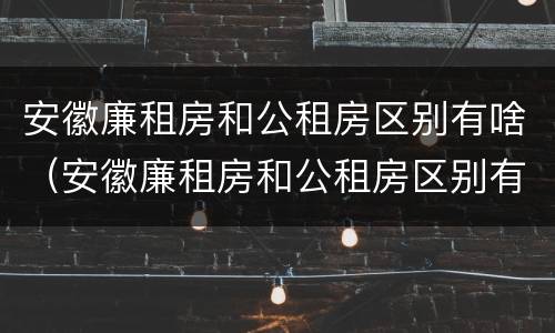 安徽廉租房和公租房区别有啥（安徽廉租房和公租房区别有啥不一样）