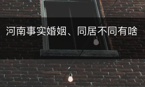 河南事实婚姻、同居不同有啥