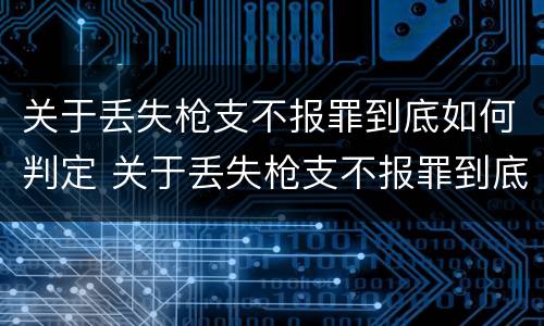 关于丢失枪支不报罪到底如何判定 关于丢失枪支不报罪到底如何判定的