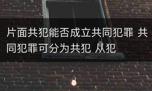 片面共犯能否成立共同犯罪 共同犯罪可分为共犯 从犯