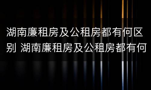 湖南廉租房及公租房都有何区别 湖南廉租房及公租房都有何区别呢