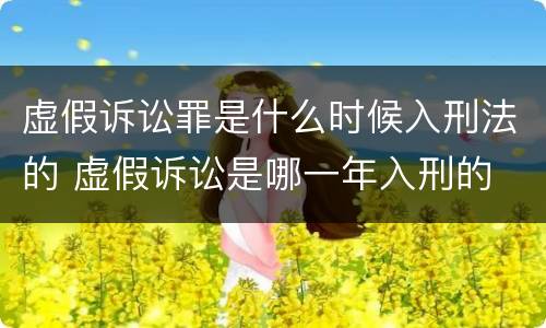 虚假诉讼罪是什么时候入刑法的 虚假诉讼是哪一年入刑的