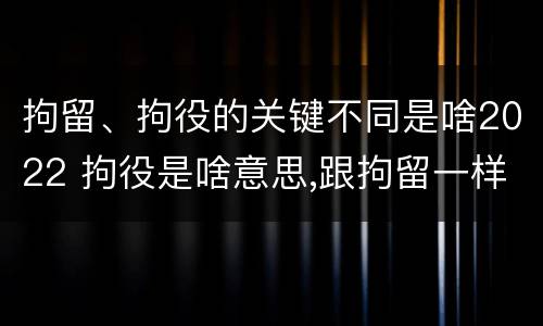 拘留、拘役的关键不同是啥2022 拘役是啥意思,跟拘留一样吗