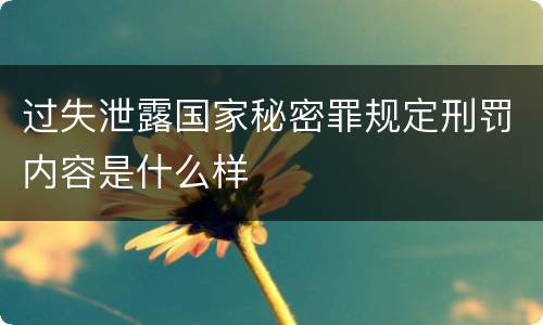 过失泄露国家秘密罪规定刑罚内容是什么样