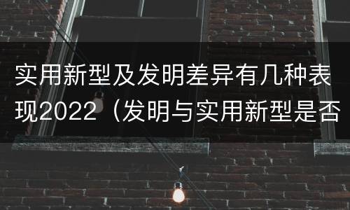 实用新型及发明差异有几种表现2022（发明与实用新型是否具有实用性）