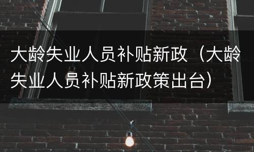 大龄失业人员补贴新政（大龄失业人员补贴新政策出台）