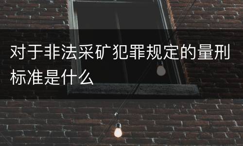 对于非法采矿犯罪规定的量刑标准是什么