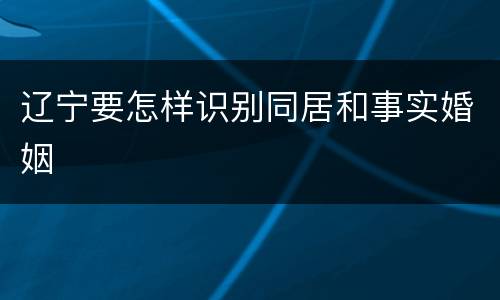 辽宁要怎样识别同居和事实婚姻