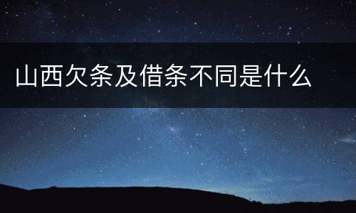山西欠条及借条不同是什么