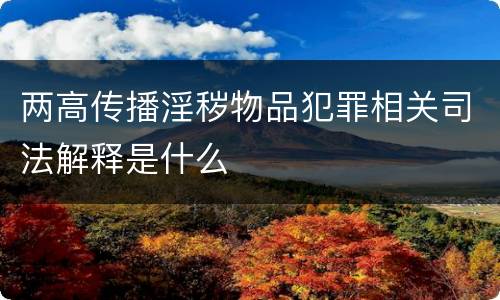 两高传播淫秽物品犯罪相关司法解释是什么