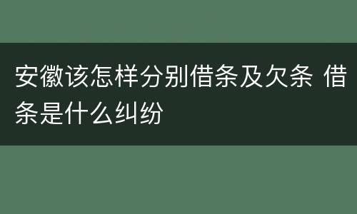 安徽该怎样分别借条及欠条 借条是什么纠纷