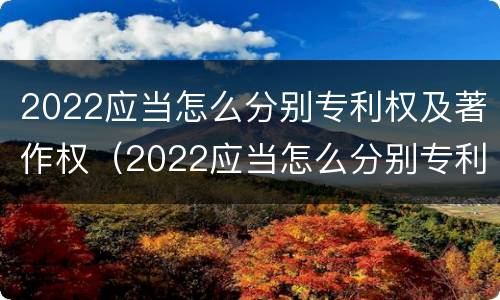 2022应当怎么分别专利权及著作权（2022应当怎么分别专利权及著作权的期限）