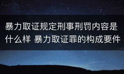 暴力取证规定刑事刑罚内容是什么样 暴力取证罪的构成要件