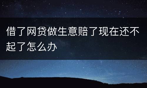 借了网贷做生意赔了现在还不起了怎么办