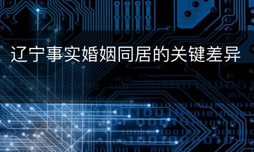 辽宁事实婚姻同居的关键差异