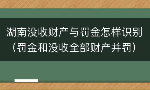 湖南没收财产与罚金怎样识别（罚金和没收全部财产并罚）