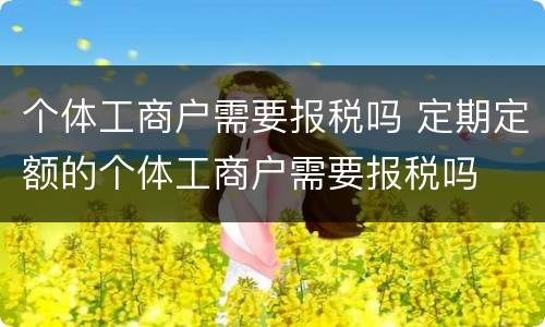 个体工商户需要报税吗 定期定额的个体工商户需要报税吗