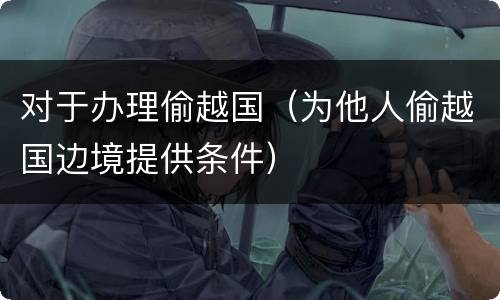 对于办理偷越国（为他人偷越国边境提供条件）
