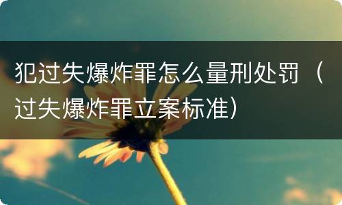 犯过失爆炸罪怎么量刑处罚（过失爆炸罪立案标准）