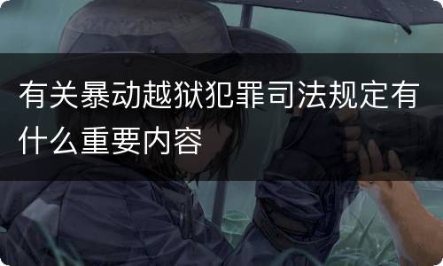 有关暴动越狱犯罪司法规定有什么重要内容