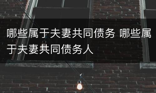 哪些属于夫妻共同债务 哪些属于夫妻共同债务人