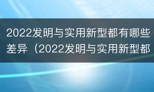 2022发明与实用新型都有哪些差异（2022发明与实用新型都有哪些差异呢）