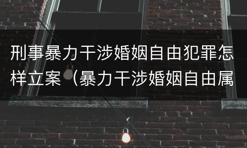 刑事暴力干涉婚姻自由犯罪怎样立案（暴力干涉婚姻自由属于犯罪吗）