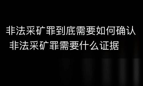 非法采矿罪到底需要如何确认 非法采矿罪需要什么证据