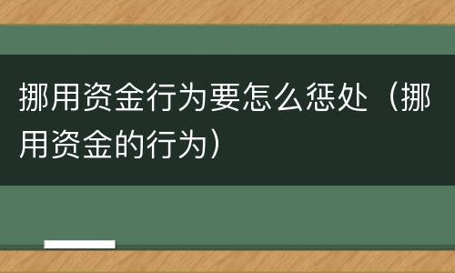 挪用资金行为要怎么惩处（挪用资金的行为）