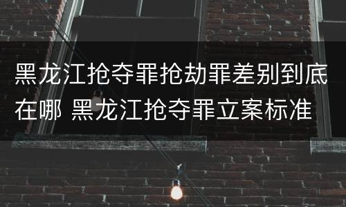 黑龙江抢夺罪抢劫罪差别到底在哪 黑龙江抢夺罪立案标准