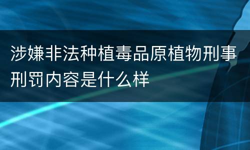 涉嫌非法种植毒品原植物刑事刑罚内容是什么样