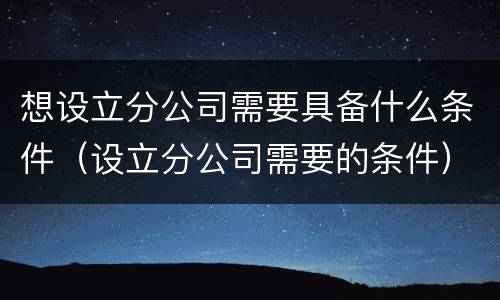 想设立分公司需要具备什么条件（设立分公司需要的条件）
