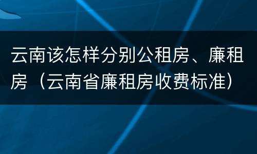 云南该怎样分别公租房、廉租房（云南省廉租房收费标准）