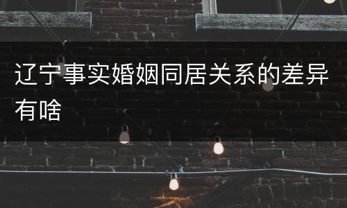 辽宁事实婚姻同居关系的差异有啥