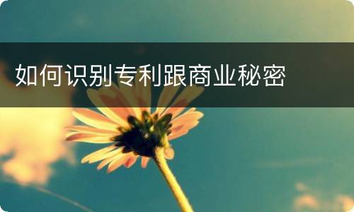 如何识别专利跟商业秘密 如何识别专利跟商业秘密