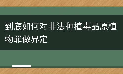 到底如何对非法种植毒品原植物罪做界定