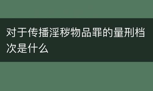 对于传播淫秽物品罪的量刑档次是什么