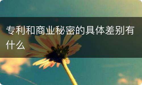 专利和商业秘密的具体差别有什么