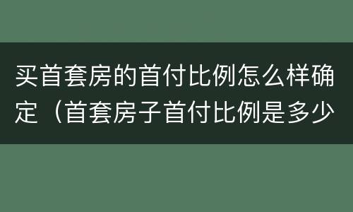买首套房的首付比例怎么样确定（首套房子首付比例是多少）